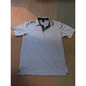 Dunning Golf Polo Shirt Mens L Performance Golf Casual Moisture Wicking Striped